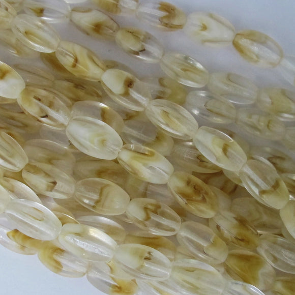 Cz 11x7mm oval 6sided 3t camel 18pcs