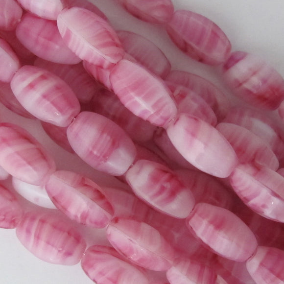 Cz 11x7mm oval 6sided 3t pink 18pcs