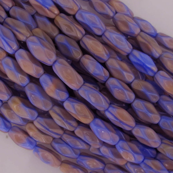 Cz 12x7 faceted rec opq blue salm 16pcs