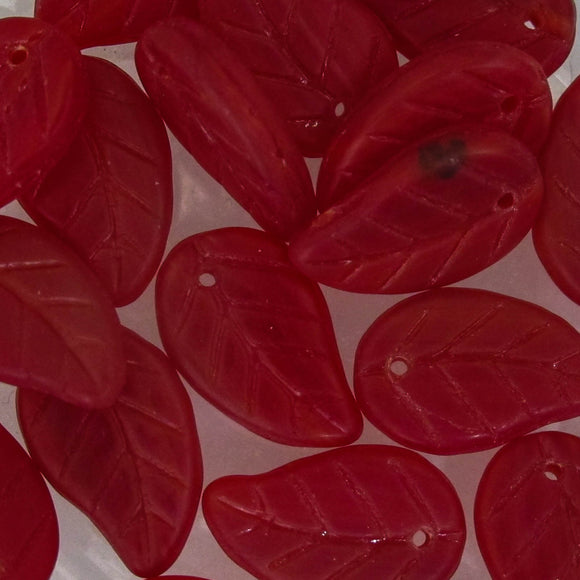 Cz 14x9mm leaf matt Garnet 20pcs