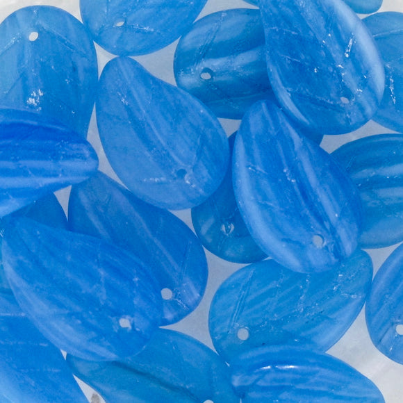 Cz 14x9mm leaf frost sky blue 20pcs