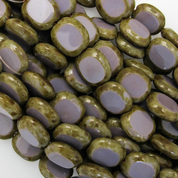 cz 14x12mm oval purple/khaki 12pcs