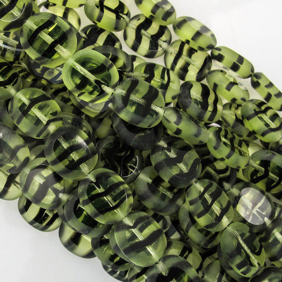 cz 14x12mm oval mint/black 12pcs