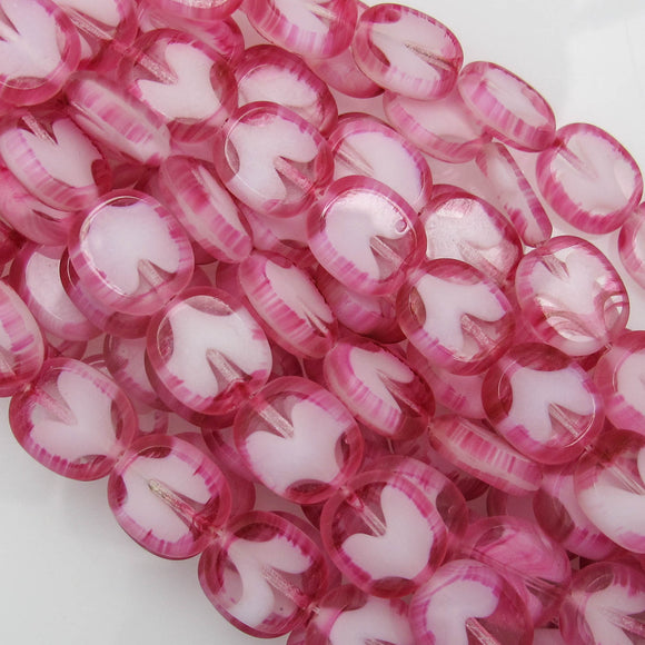 cz 14x12mm oval pink/white 12pcs