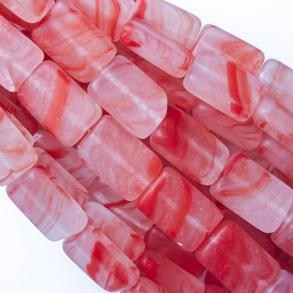 Cz 15x10 rec matt clear red 12pcs