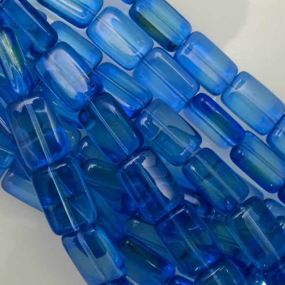 Cz 15x10 rec 2tone blue green 12pcs