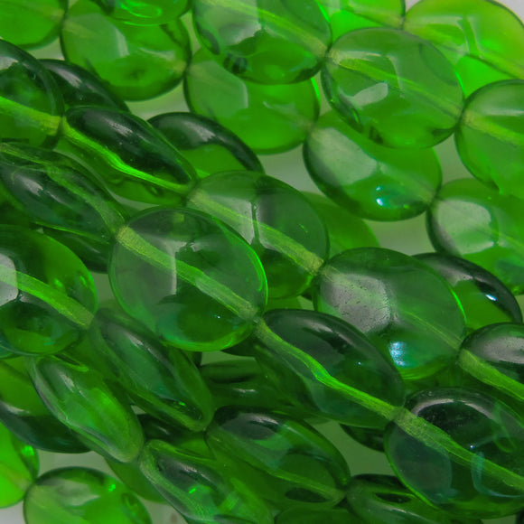 cz 16x12mm oval facet trns green 12p