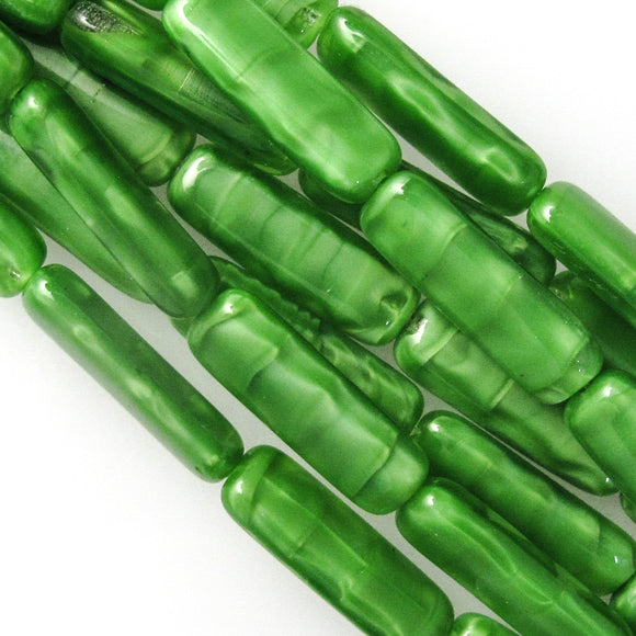 cz 17x6 rectgle bar pearl green 11pcs