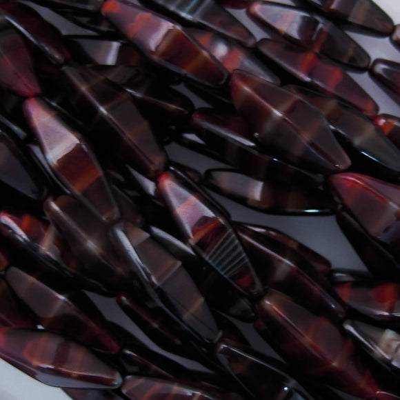 Cz 20x8 4 sided oval 3tone Red 10pcs