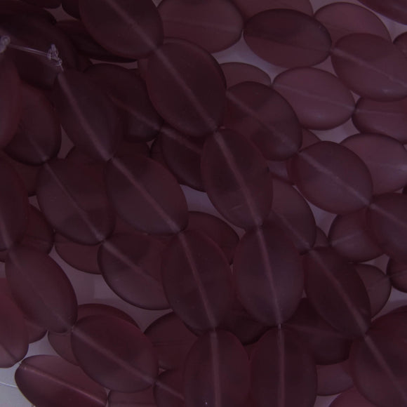 Cz 20x14mm flat oval Matt Amethyst 10pcs