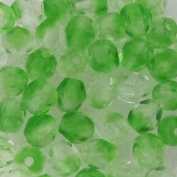 cz 4mm rd facet 2tone clear/green 50pcs