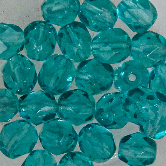 cz 6mm round facet teal 25pcs