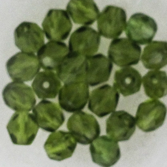 cz 6mm rnd facet trns lgt olivine 25pcs