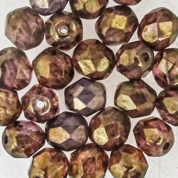 Cz 6mm rd facet metalic topaz 25p