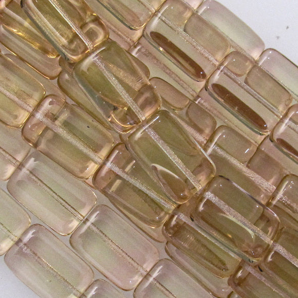 Cz 15x10mm rectangle peach 1strand 12pc