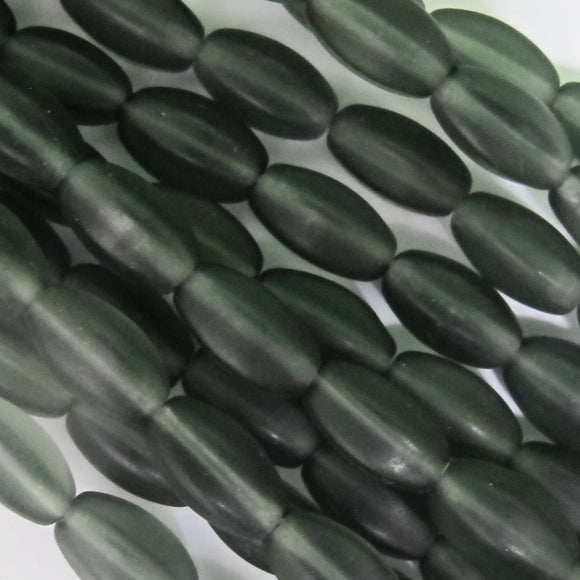 Cz 11x7mm oval 6sided fr charcol 18pcs