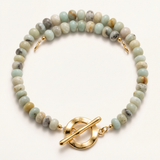 Necklace mock-up with amazonite nugget beads and a gold toggle clasp