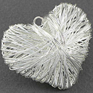 metal 50mm puffy heart cage silver 2pcs