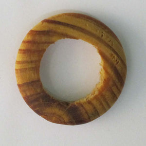 wooden 30mm donut brown stripe 10pcs