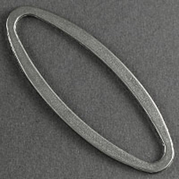 Metal 58x22mm flat oval Ant sil 8pc