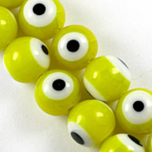 Cg 10mm rnd eye bead yello/whi 40pcs
