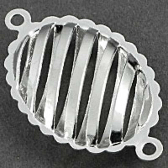 Metal 26x15mm oval cage/loop silver 10p