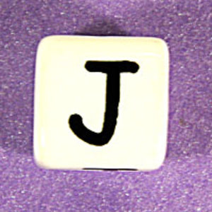 Cm 12mm letter white/black J 10pcs