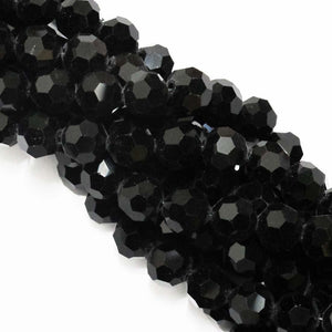 Cg 8mm rnd faceted black 50 pieces.