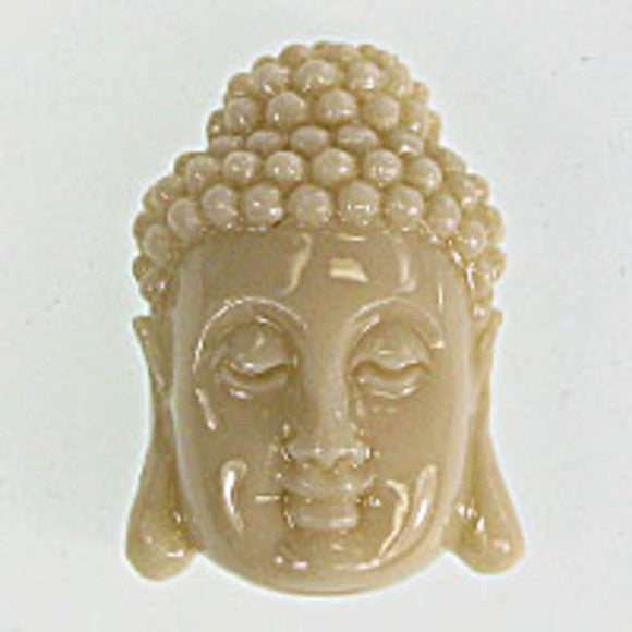 Resin 28x18 buddha head v hole beige 1pc