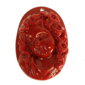 Rs 32x22mm oval cameo pendant red 1pc