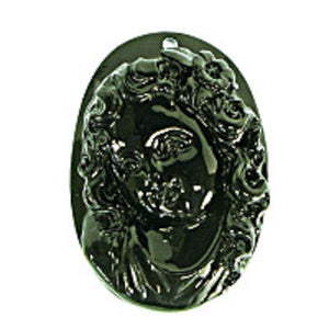 Rs 32x22mm oval cameo pendant black 1pc