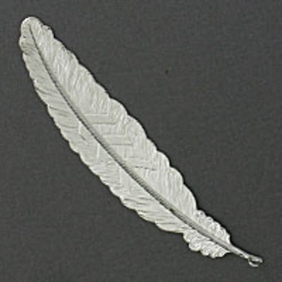 Metal 115x22mm feather NF silver 4pcs