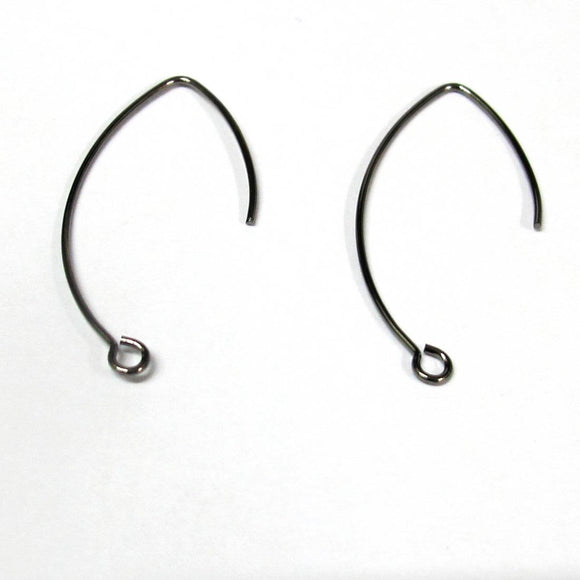Metal 35x20mm oval ear hook black 20pcs
