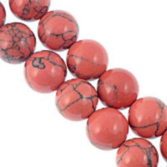 Semi prec 12mm rnd hlite coral/grey 34pcs