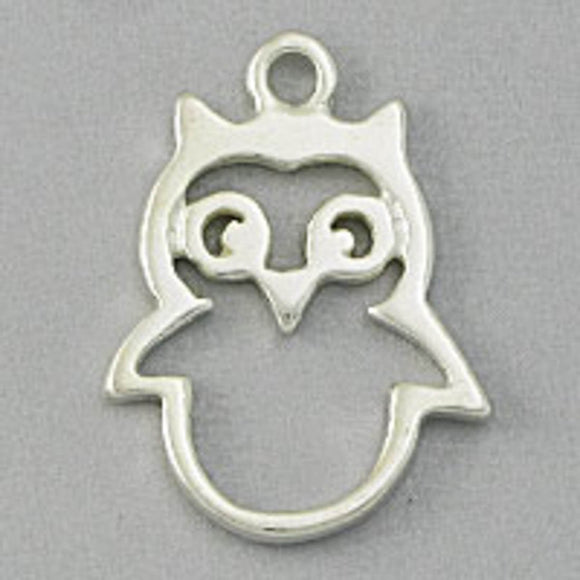 Metal casting 25mm owl silver 4pcs
