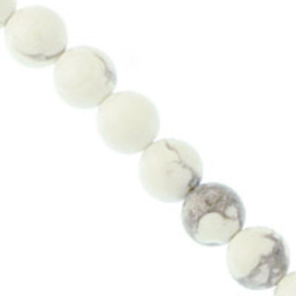 Semi prec 6mm rnd howlite white/gry 62pc