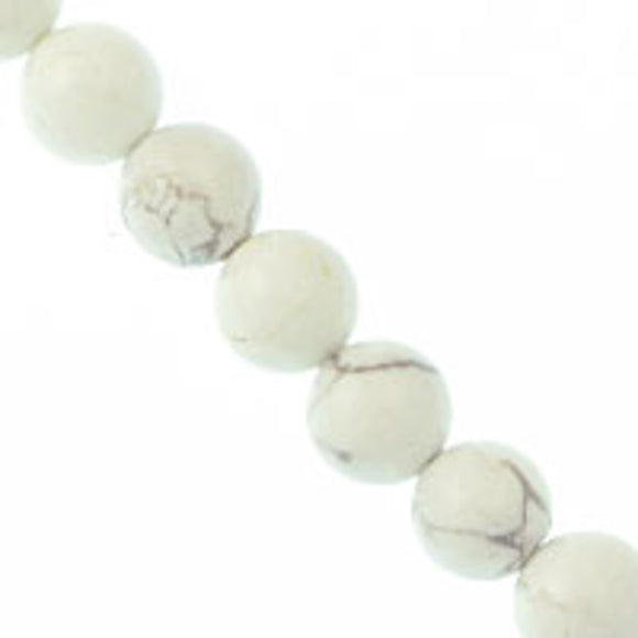 Semi prec 8mm rnd howlite white/gry 50pc