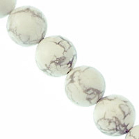 Semi prec 10mm rnd howlite white/gry 39p