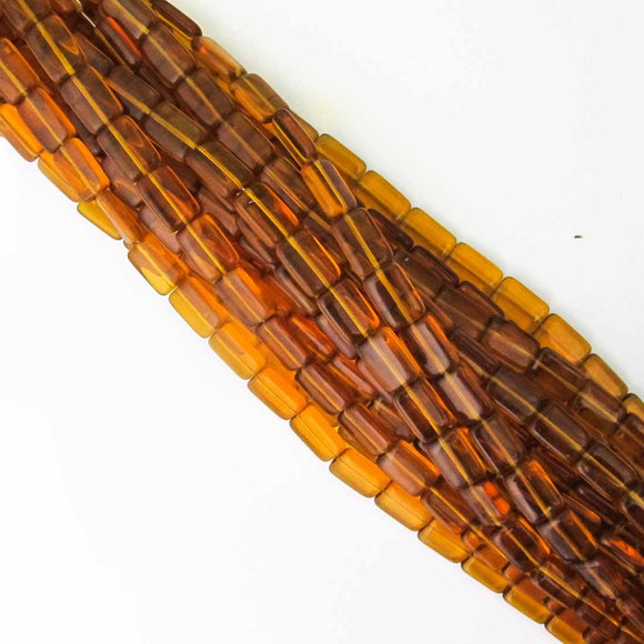 Cz 15x10mm rectangle amber 1strand 12pc
