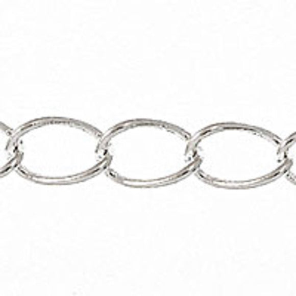 Metal chain 5x4.5mm curb link sil 2mtr