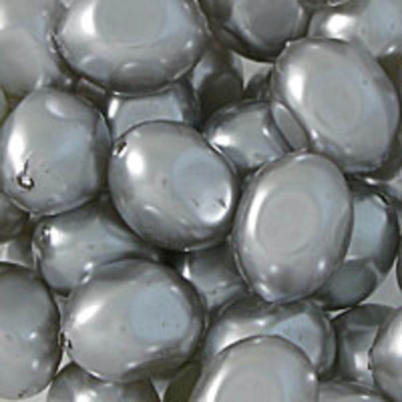 Plas 14x12mm irreg pearl silver 40+p