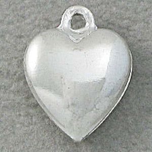 Metal 12x4mm heart puffy silver 6pcs