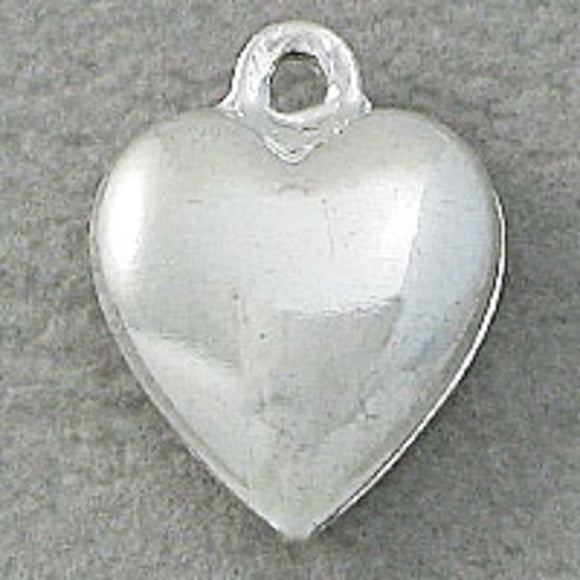 Metal 12x4mm heart puffy silver 50pcs
