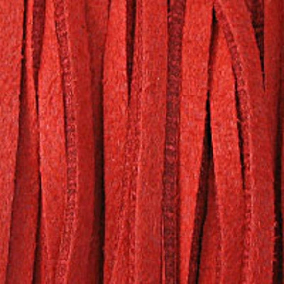Faux suede 3mm flat red 16+metres