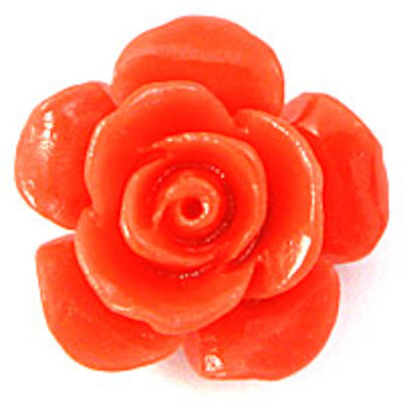 Rs 15mm Euro rose bead coral 6pc