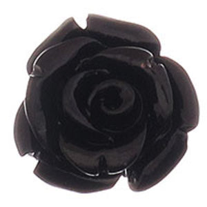 Rs 12mm English rose bead black 6pc
