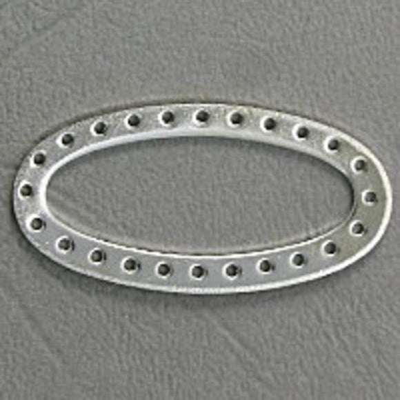 Metal 40x20mm oval /holes silver 4pcs