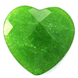 Semi prec 40mm facet heart jade lime 1p