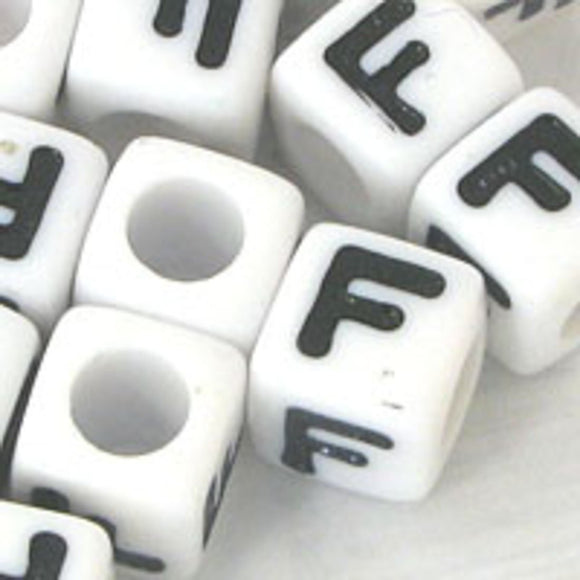 Plas 7mm cube black/white letter F 500p