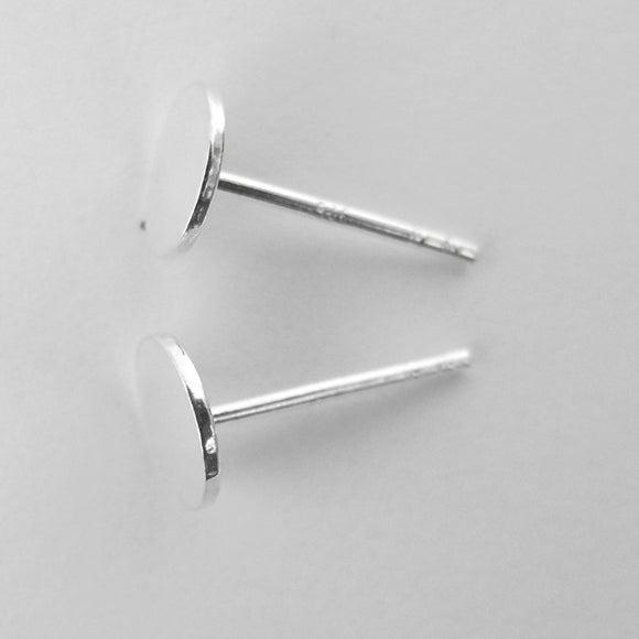 Sterling sil 6mm stud plate earring 4pcs